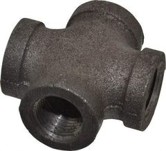 Made in USA - Size 1/2", Class 150, Malleable Iron Black Pipe Cross - 150 psi, Threaded End Connection - All Tool & Supply