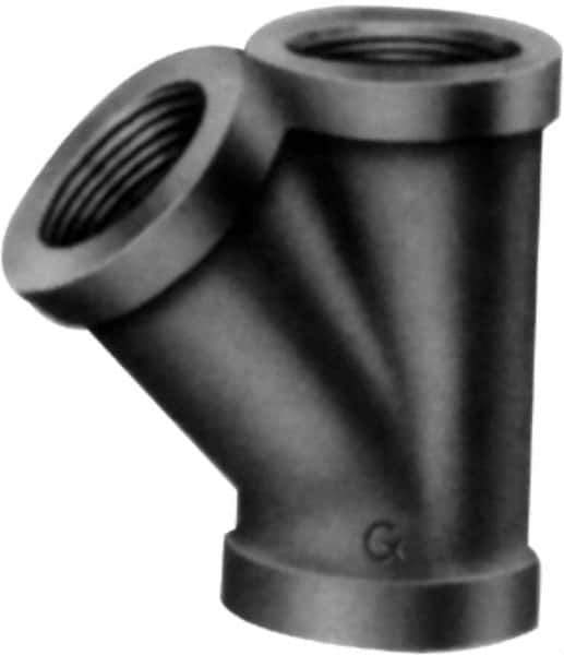 Made in USA - Size 2-1/2", Class 150, Malleable Iron Black Pipe 45° Lateral Y-Branch - 300 psi, Threaded End Connection - All Tool & Supply