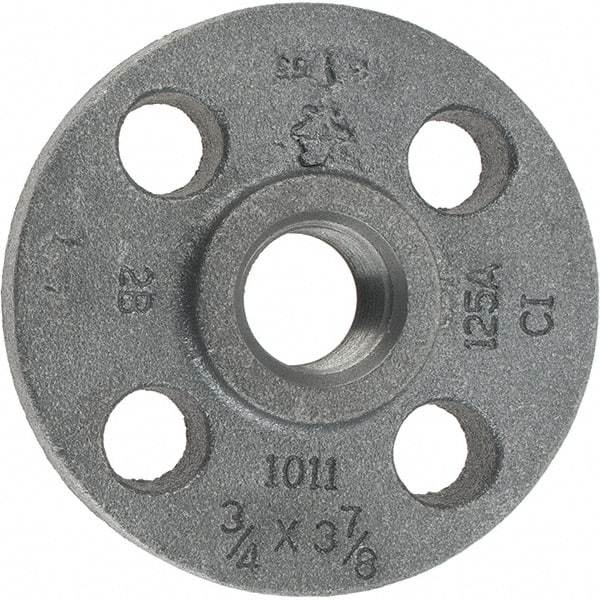 Made in USA - 3/4" Pipe, 3-7/8" OD, 5/8" Hub Length, Iron Threaded Pipe Flange - 1-3/4" Across Bolt Hole Centers, 3/4" Bolt Hole, 175 psi, Class 125 - All Tool & Supply