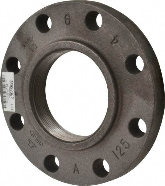 Made in USA - 4" Pipe, 9" OD, 1-5/16" Hub Length, Iron Threaded Pipe Flange - 5-5/16" Across Bolt Hole Centers, 7/8" Bolt Hole, 175 psi, Class 125 - All Tool & Supply