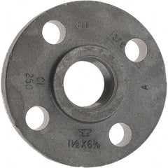 Made in USA - 1-1/2" Pipe, 6-1/8" OD, 1-1/8" Hub Length, Iron Threaded Pipe Flange - 2-3/4" Across Bolt Hole Centers, 3/4" Bolt Hole, 175 psi, Class 250 - All Tool & Supply