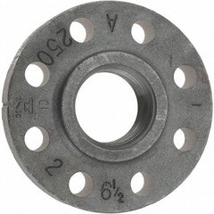 Made in USA - 2" Pipe, 6-1/2" OD, 1-1/4" Hub Length, Iron Threaded Pipe Flange - 3-5/16" Across Bolt Hole Centers, 3/4" Bolt Hole, 175 psi, Class 250 - All Tool & Supply