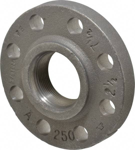 Made in USA - 2-1/2" Pipe, 7-1/2" OD, 1-7/16" Hub Length, Iron Threaded Pipe Flange - 3-15/16" Across Bolt Hole Centers, 7/8" Bolt Hole, 175 psi, Class 250 - All Tool & Supply