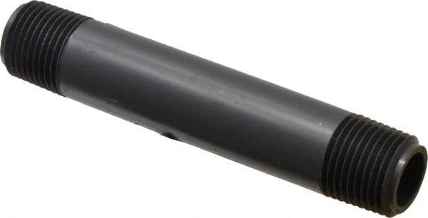 Value Collection - 1/2" Pipe, 4-1/2" Long PVC Threaded Plastic Pipe Nipple - Schedule 80, Gray - All Tool & Supply