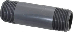 Value Collection - 1" Pipe, 4" Long PVC Threaded Plastic Pipe Nipple - Schedule 80, Gray - All Tool & Supply