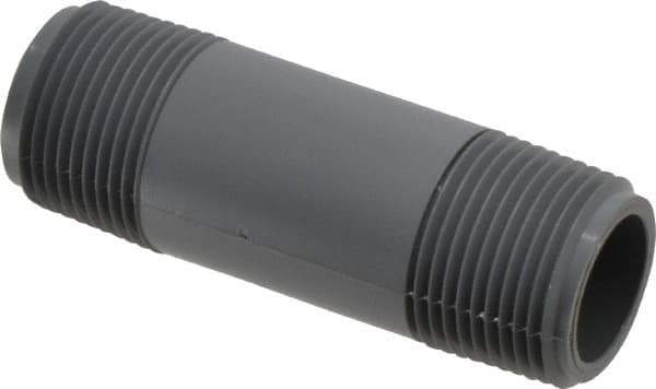 Value Collection - 3/4" Pipe, 3" Long CPVC Threaded Plastic Pipe Nipple - Schedule 80, Gray - All Tool & Supply