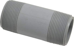 Value Collection - 1-1/2" Pipe, 4" Long CPVC Threaded Plastic Pipe Nipple - Schedule 80, Gray - All Tool & Supply