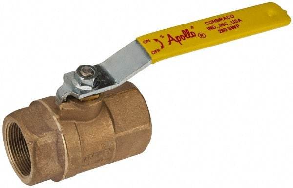 Apollo - 1-1/2" Pipe, Standard Port, Bronze Steam Service Ball Valve - 2 Piece, Inline - One Way Flow, FNPT x FNPT Ends, Lever Handle, 600 WOG, 250 WSP - All Tool & Supply