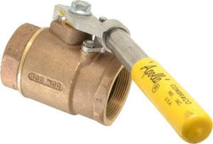 Apollo - 2" Pipe, Bronze Standard Ball Valve - 2 Piece, Inline - One Way Flow, FNPT x FNPT Ends, Deadman Lever (Spring Return to Close) Handle, 600 WOG, 150 WSP - All Tool & Supply