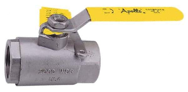 Apollo - 3/4" Pipe, Stainless Steel Standard Ball Valve - 2 Piece, Inline - One Way Flow, FNPT x FNPT Ends, Lever Handle, 2,000 WOG, 150 WSP - All Tool & Supply