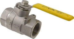 Apollo - 1-1/4" Pipe, Stainless Steel Standard Ball Valve - 2 Piece, Inline - One Way Flow, FNPT x FNPT Ends, Lever Handle, 1,500 WOG, 150 WSP - All Tool & Supply