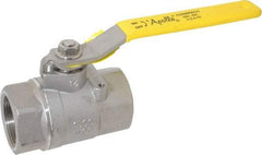 Apollo - 1-1/2" Pipe, Stainless Steel Standard Ball Valve - 2 Piece, Inline - One Way Flow, FNPT x FNPT Ends, Lever Handle, 1,500 WOG, 150 WSP - All Tool & Supply