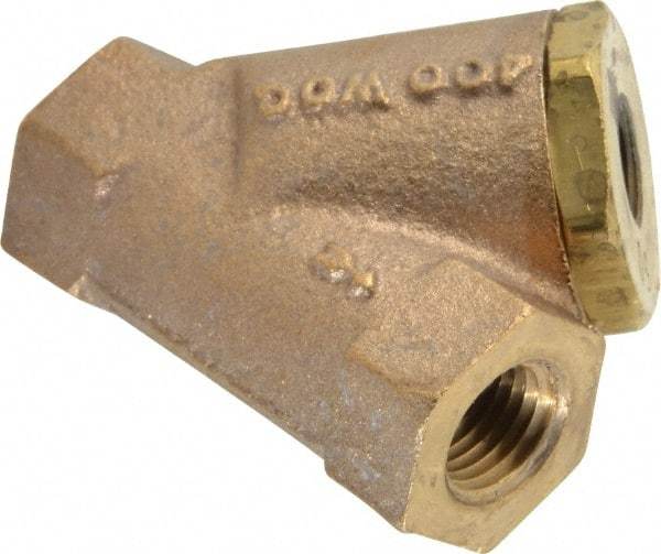 Conbraco - 1/4" Pipe, FNPT Ends, Cast Bronze Y-Strainer - 400 psi WOG Rating - All Tool & Supply