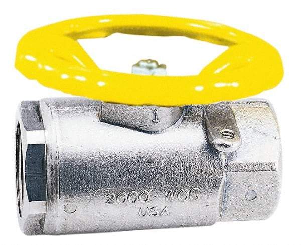 Apollo - 1-1/2" Pipe, Stainless Steel Standard Ball Valve - 2 Piece, Inline - One Way Flow, FNPT x FNPT Ends, Round Wheel Handle, 1,500 WOG, 150 WSP - All Tool & Supply