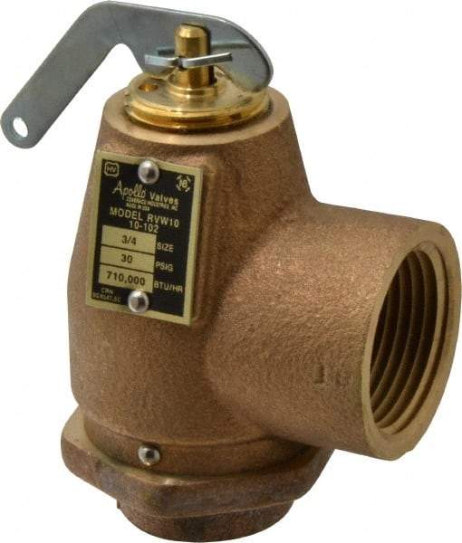 Conbraco - 3/4" Inlet, 1" Outlet, ASME Safety Relief Valve - 30 Max psi, Bronze, 710,000 BTUs - All Tool & Supply