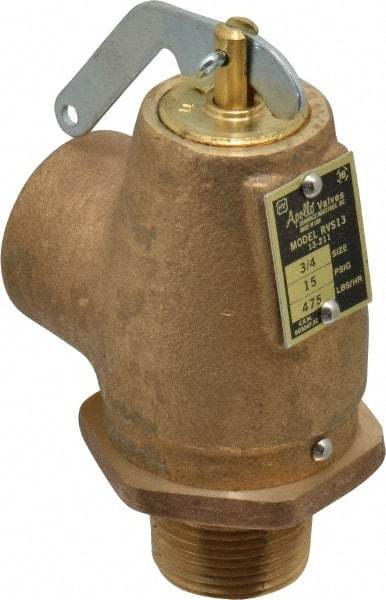 Conbraco - 3/4" Inlet, 3/4" Outlet, ASME Low Pressure Steam Heating Relief Valve - 15 Max psi, Bronze, 475 Lb per Hour - All Tool & Supply