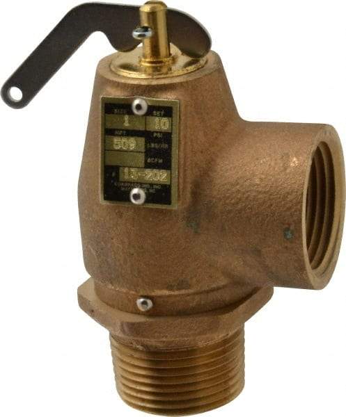 Conbraco - 1" Inlet, 1" Outlet, ASME Low Pressure Steam Heating Relief Valve - 10 Max psi, Bronze, 643 Lb per Hour - All Tool & Supply