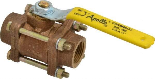 Apollo - 3/4" Pipe, Full Port, Bronze Standard Ball Valve - 3 Piece, Inline - One Way Flow, FNPT x FNPT Ends, Lever Handle, 600 WOG, 150 WSP - All Tool & Supply