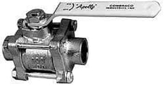 Apollo - 1-1/2" Pipe, Full Port, Bronze Standard Ball Valve - 3 Piece, Inline - One Way Flow, Soldered x Soldered Ends, Lever Handle, 600 WOG, 150 WSP - All Tool & Supply