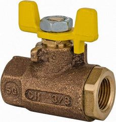 Conbraco - 3/8" Pipe, Brass, Straight Shut Off without Side Tap, Gas Ball Valve - Tee Handle, FNPT x FNPT End Connections - All Tool & Supply