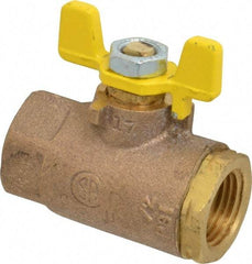 Conbraco - 1/2" Pipe, Brass, Straight Shut Off without Side Tap, Gas Ball Valve - Tee Handle, FNPT x FNPT End Connections - All Tool & Supply