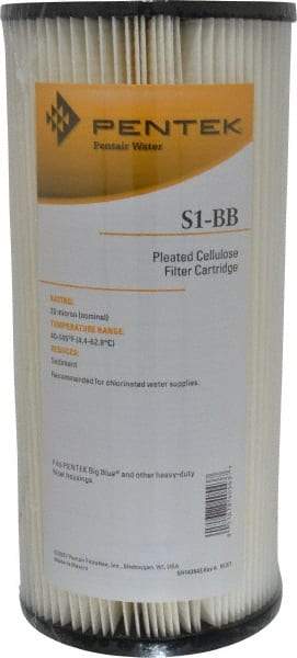 Pentair - 4-1/2" OD, 20µ, Resin Cellulose Pleated Cartridge Filter - 9-3/4" Long, Reduces Sediments - All Tool & Supply