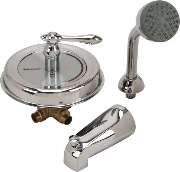 Speakman - Concealed, One Handle, Brass, Valve, Shower Head and Tub Faucet - Lever Handle, Steel Handle - All Tool & Supply