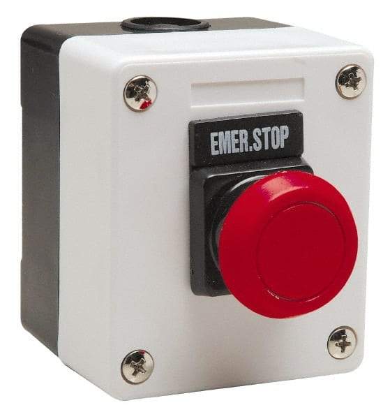 ACI - 1 Operator, Mushroom Head Control Station - Emergency Stop (Legend), Momentary Switch, NO/NC Contact - All Tool & Supply