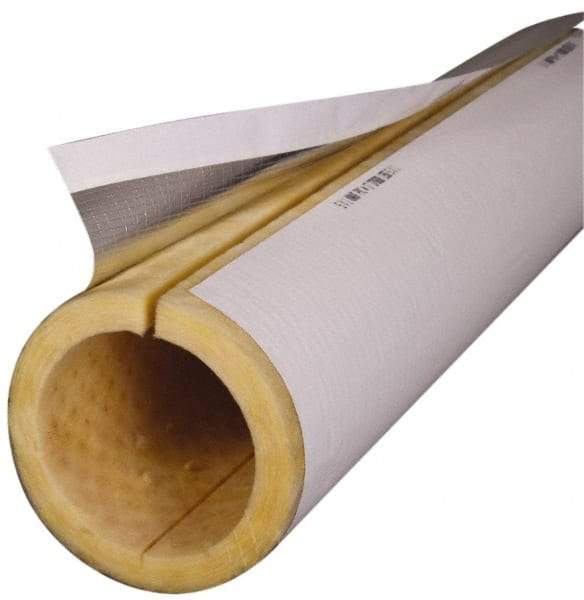 Made in USA - 1" Thick x 5" Pipe x 3' Long, Fiberglass Rigid Pipe Insulation - 850°F - All Tool & Supply