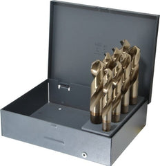 Chicago-Latrobe - 9/16 to 1", 118° Point, Gold Finish, Cobalt Reduced Shank Drill Bit Set - All Tool & Supply