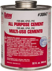 Oatey - 32 oz All-Purpose Medium Bodied Cement - Clear, Use with ABS, PVC & CPVC up to 6" Diam - All Tool & Supply