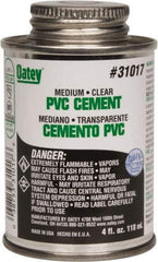 Oatey - 4 oz Medium Bodied Cement - Clear, Use with PVC up to 6" Diam - All Tool & Supply