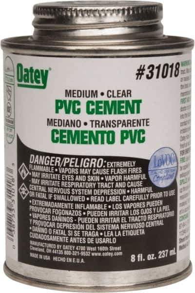 Oatey - 8 oz Medium Bodied Cement - Clear, Use with PVC up to 6" Diam - All Tool & Supply