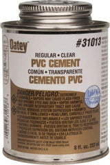 Oatey - 8 oz Regular Bodied Cement - Clear, Use with Schedule 40 PVC up to 4" Diam & Schedule 80 PVC up to 2" Diam - All Tool & Supply