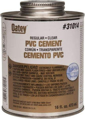 Oatey - 16 oz Regular Bodied Cement - Clear, Use with Schedule 40 PVC up to 4" Diam & Schedule 80 PVC up to 2" Diam - All Tool & Supply