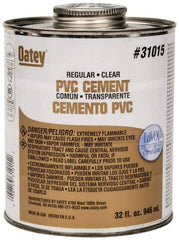 Oatey - 32 oz Regular Bodied Cement - Clear, Use with Schedule 40 PVC up to 4" Diam & Schedule 80 PVC up to 2" Diam - All Tool & Supply