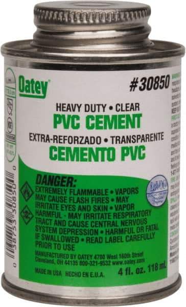 Oatey - 4 oz Heavy Duty Cement - Clear, Use with PVC up to 12" Diam - All Tool & Supply