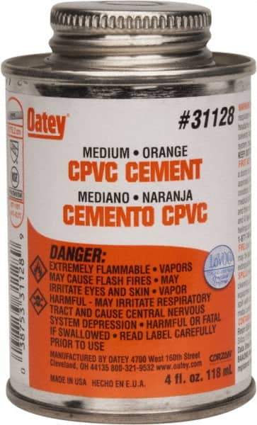 Oatey - 4 oz Medium Bodied Cement - Orange, Use with CPVC & CTS up to 6" Diam - All Tool & Supply