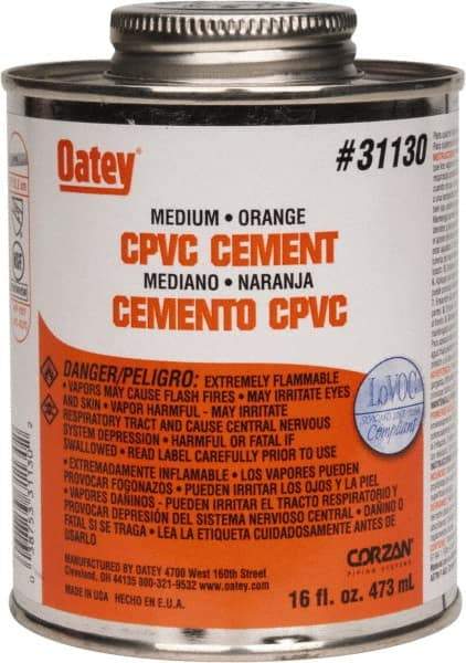 Oatey - 16 oz Medium Bodied Cement - Orange, Use with CPVC & CTS up to 6" Diam - All Tool & Supply