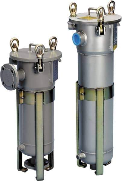 Parker - 2 Inch Pipe, FNPT End Connections, 10 Inch Long Cartridge, 43.06 Inch Long, Cartridge Filter Housing with Pressure Relief - 12 Cartridges, 60 Max GPM Flow Rate, 150 psi Max Working Pressure, 316L Grade - All Tool & Supply