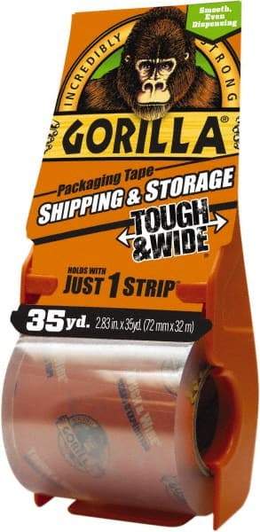 Gorilla Tape - 2-7/8" x 35 Yd Clear Acrylic Adhesive Packaging Tape - BOPP Film Backing, 3.4 mil Thick, 44 Lb Tensile Strength - All Tool & Supply