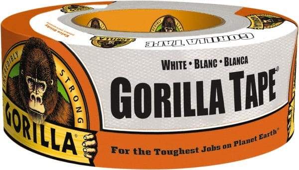 Gorilla Tape - 1-7/8" x 10 Yds White Duct Tape - 17 mil, Rubber Adhesive, Cotton/Polyester Blend Cloth Backing, 32°F to 150°F - All Tool & Supply