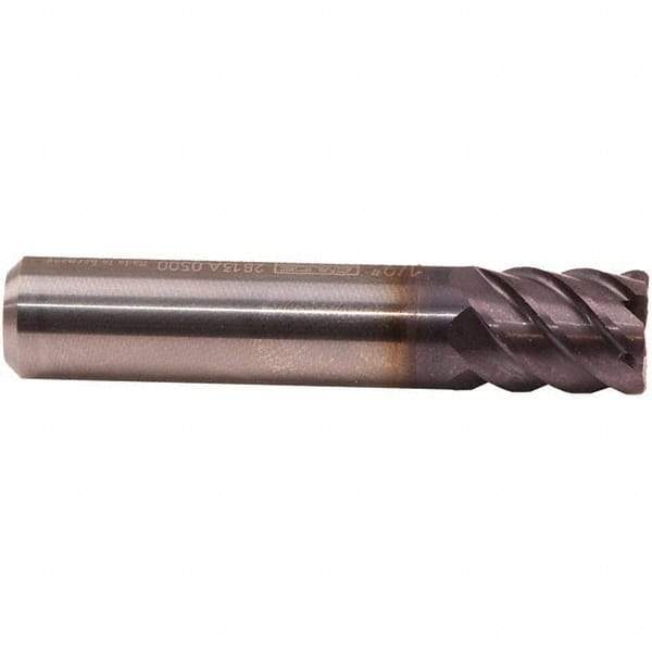 Emuge - 5/16" Diam, 1/2" LOC, 6 Flute Solid Carbide Roughing & Finishing End Mill - TiAlN Finish, 2" OAL, 5/16" Shank Diam, Cylindrical Shank, 50° Helix, Stub Length - All Tool & Supply