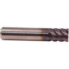 Emuge - 1/4" Diam, 1/2" LOC, 6 Flute Solid Carbide Roughing & Finishing End Mill - TiAlN Finish, 2" OAL, 1/4" Shank Diam, Cylindrical Shank, 50° Helix, Stub Length - All Tool & Supply