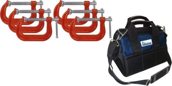 Gibraltar - 6" Max Opening Capacity, Deep Throat Standard C-Clamp Set - 6,600 Lb Load Capacity - All Tool & Supply