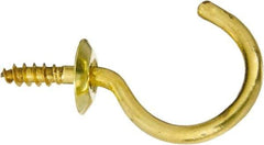 National Mfg. - 15 Lb Capacity, 1-1/4" Projection, Solid Brass All Purpose Hook - 0.48" Thread Length, 1-1/4" OAL, 0.14" Wire Diam - All Tool & Supply