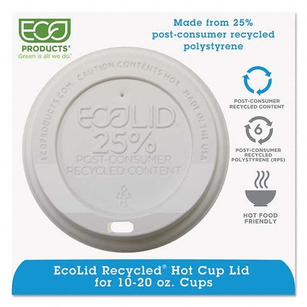 ECO PRODUCTS - EcoLid 25% Recy Content Hot Cup Lid, White, F/10-20 oz, 100/PK, 10 PK/CT - All Tool & Supply