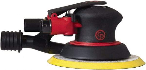 Chicago Pneumatic - 12,000 OPM, 16 CFM Air Consumption, 90 psi Air Pressure, Palm Air Orbital Sander - Round Pad, Hook & Loop Backing, 1/4" Inlet - All Tool & Supply