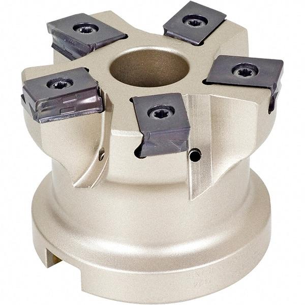 Iscar - 6 Inserts, 3" Cut Diam, 1-1/4" Arbor Diam, 0.118" Max Depth of Cut, Indexable Square-Shoulder Face Mill - 0/90° Lead Angle, 2" High, HTP LNHT 1606 Insert Compatibility, Through Coolant, Series TangPlunge - All Tool & Supply