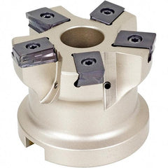 Iscar - 6 Inserts, 3" Cut Diam, 1" Arbor Diam, 0.118" Max Depth of Cut, Indexable Square-Shoulder Face Mill - 0/90° Lead Angle, 2" High, HTP LNHT 1606 Insert Compatibility, Through Coolant, Series TangPlunge - All Tool & Supply